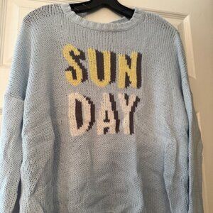 Wooden Ships Sun Day Light Blue Crew Neck Sweater, Size Medium/Large